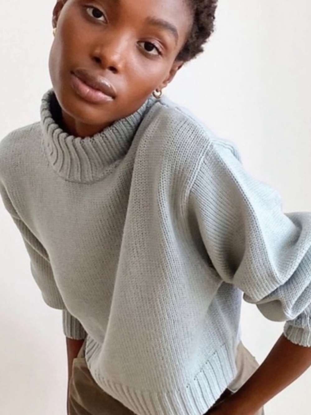 Aritzia Wool crop sweater  - Light Gray
